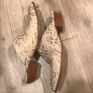 Matisse snake skin mules